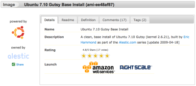 You can now easily launch any image from TheCloudMarket using the Amazon AWS Console or Rightscale (where available).
Check out an example for this Ubuntu image.